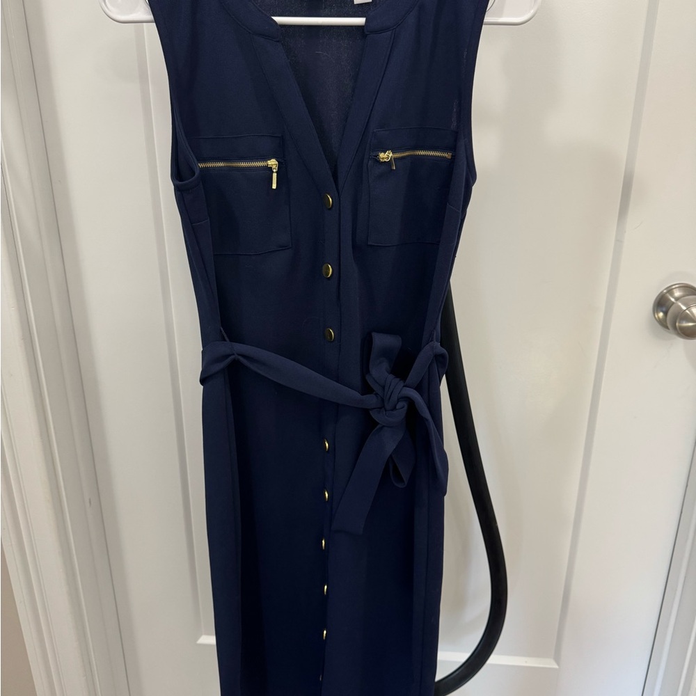New York & Company Navy Sleeveless Dress